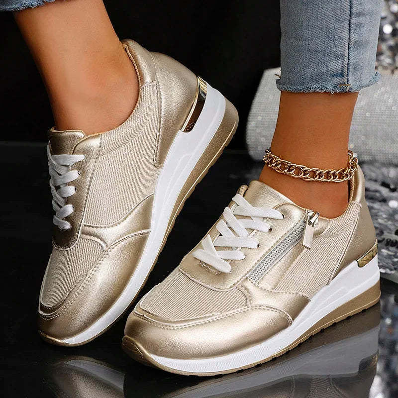 Ivy Platform Sneakers | Solid Ankle-High Lace-Up Sneakers
