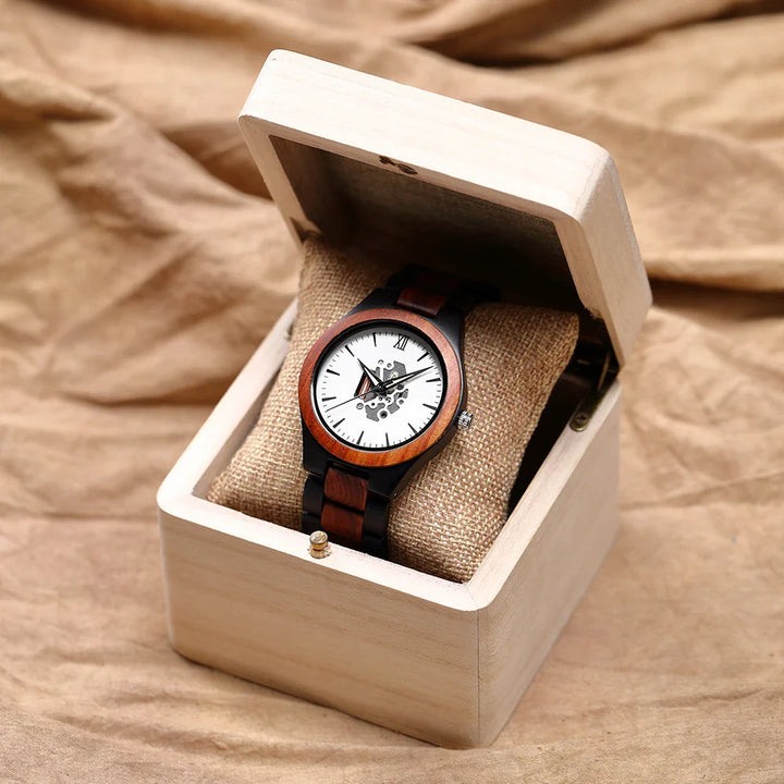 Theodore Wooden Analog Watch | Link Bracelet Round Face Analog Watch