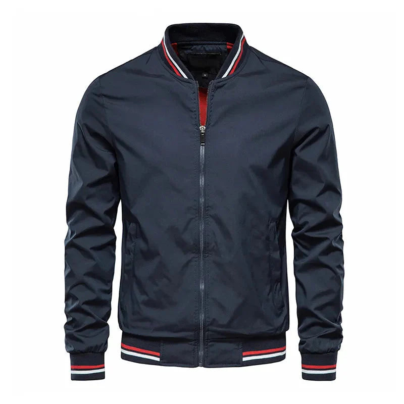 Freddie Regular Fit Bomber Jacket | Ribbed Trim Striped Trim Bomber Jacket