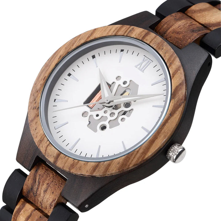 Theodore Wooden Analog Watch | Link Bracelet Round Face Analog Watch