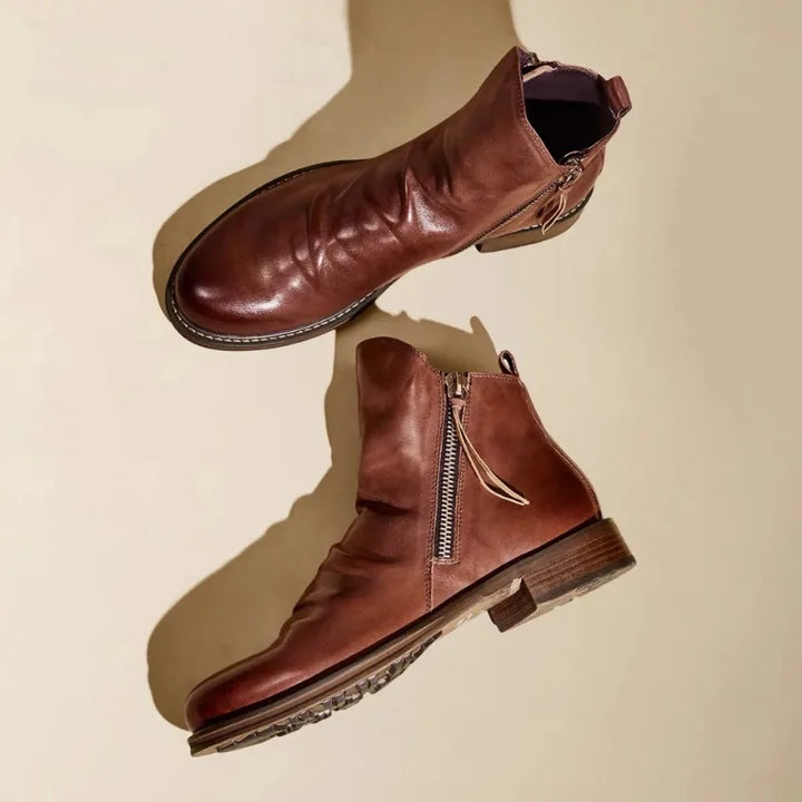 Sebastian Ankle-Length Boots | Ruched Burnished Toe Boots
