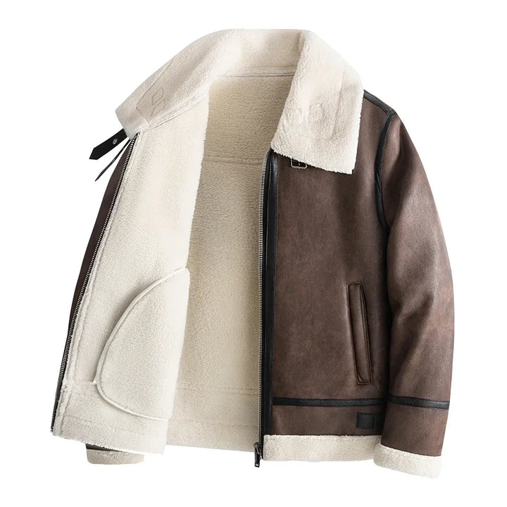 Sherpa-Lined Aviator Jacket