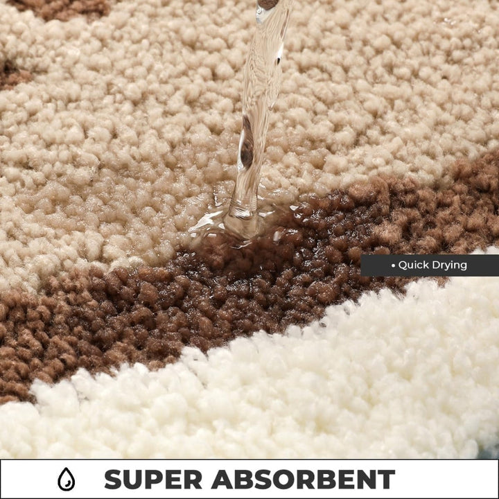 Coastal Pattern Bath Mat With Non-Slip Backing