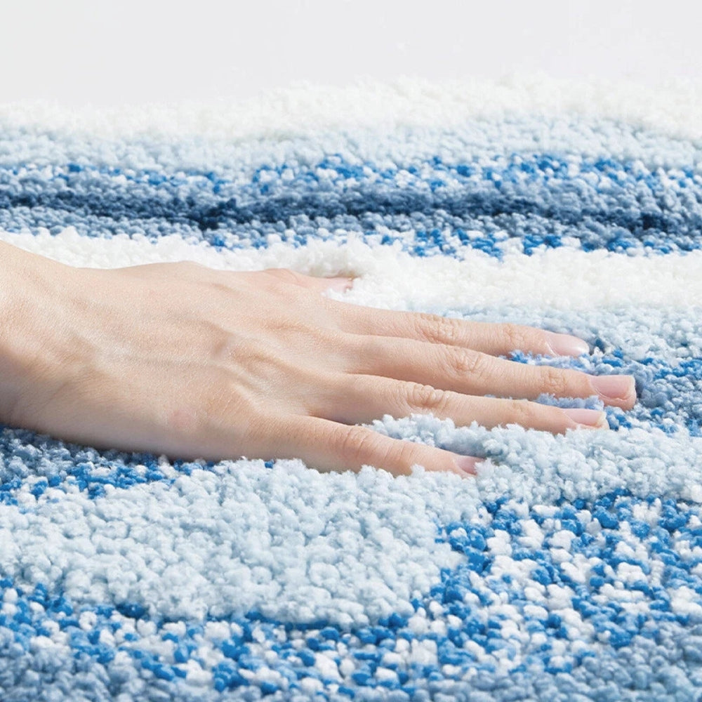 Coastal Pattern Bath Mat With Non-Slip Backing