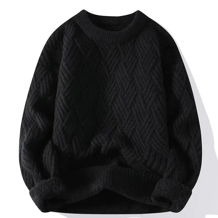 Freddie Relaxed Fit Sweater | Geometric Ribbed Hip-Length Sweater