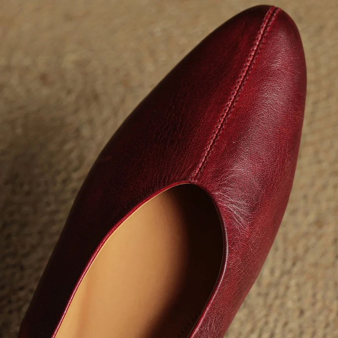 Viola Pointed Toe Slingback Flats | Solid V-Cut Vamp Flats