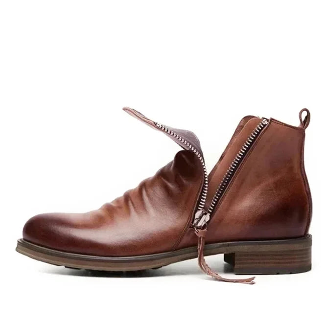 Sebastian Ankle-Length Boots | Ruched Burnished Toe Boots