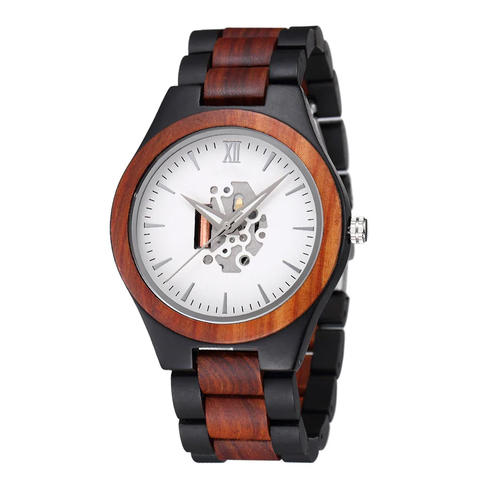 Theodore Wooden Analog Watch | Link Bracelet Round Face Analog Watch