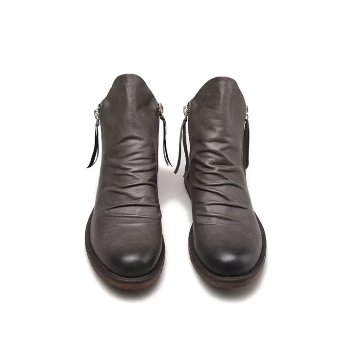 Sebastian Ankle-Length Boots | Ruched Burnished Toe Boots