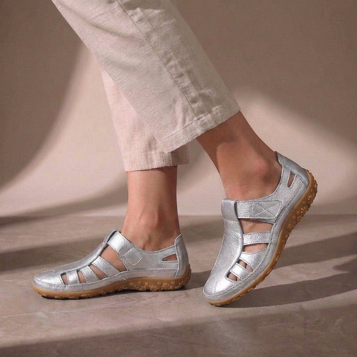 Cutout Orthopedic Flats with Hook and Loop Strap Closure
