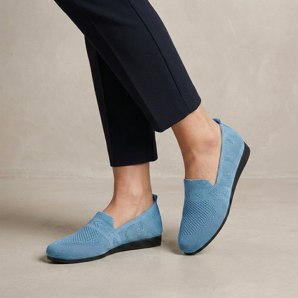 Breathable Slip On Flats with Textured Knit Design and Flexible Sole