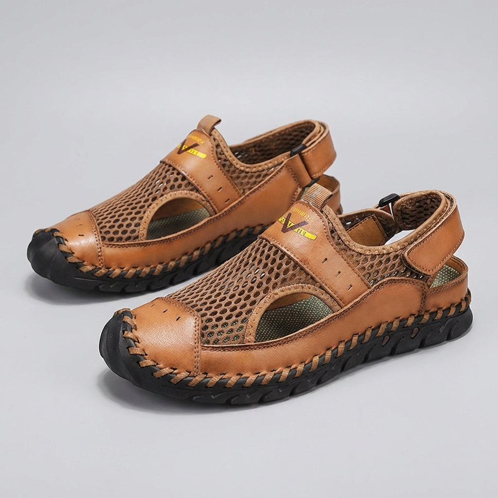 Handwoven Mesh Fisherman Sandals with Adjustable Strap and Rugged Sole
