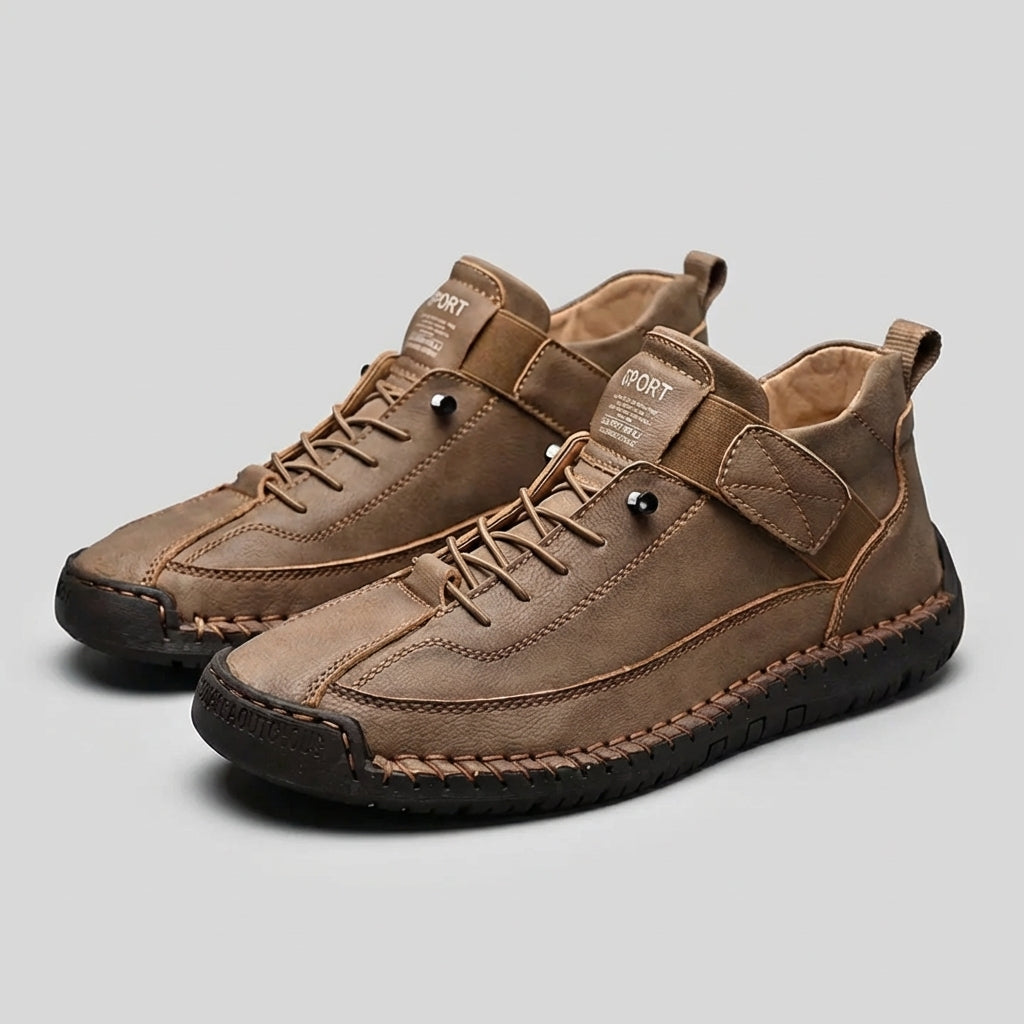 Ankle Sneakers with Whipstitch Detailing and Adjustable Strap