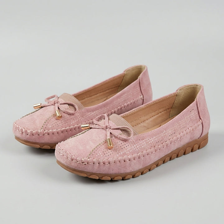 Orthopedic Loafers with Bow Accent and Moc-Toe Stitching