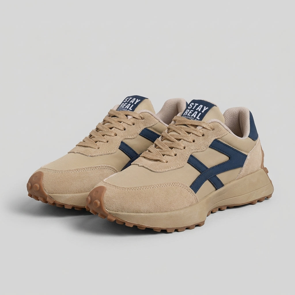 Retro Contrast Panel Lace Up Orthopedic Sneakers