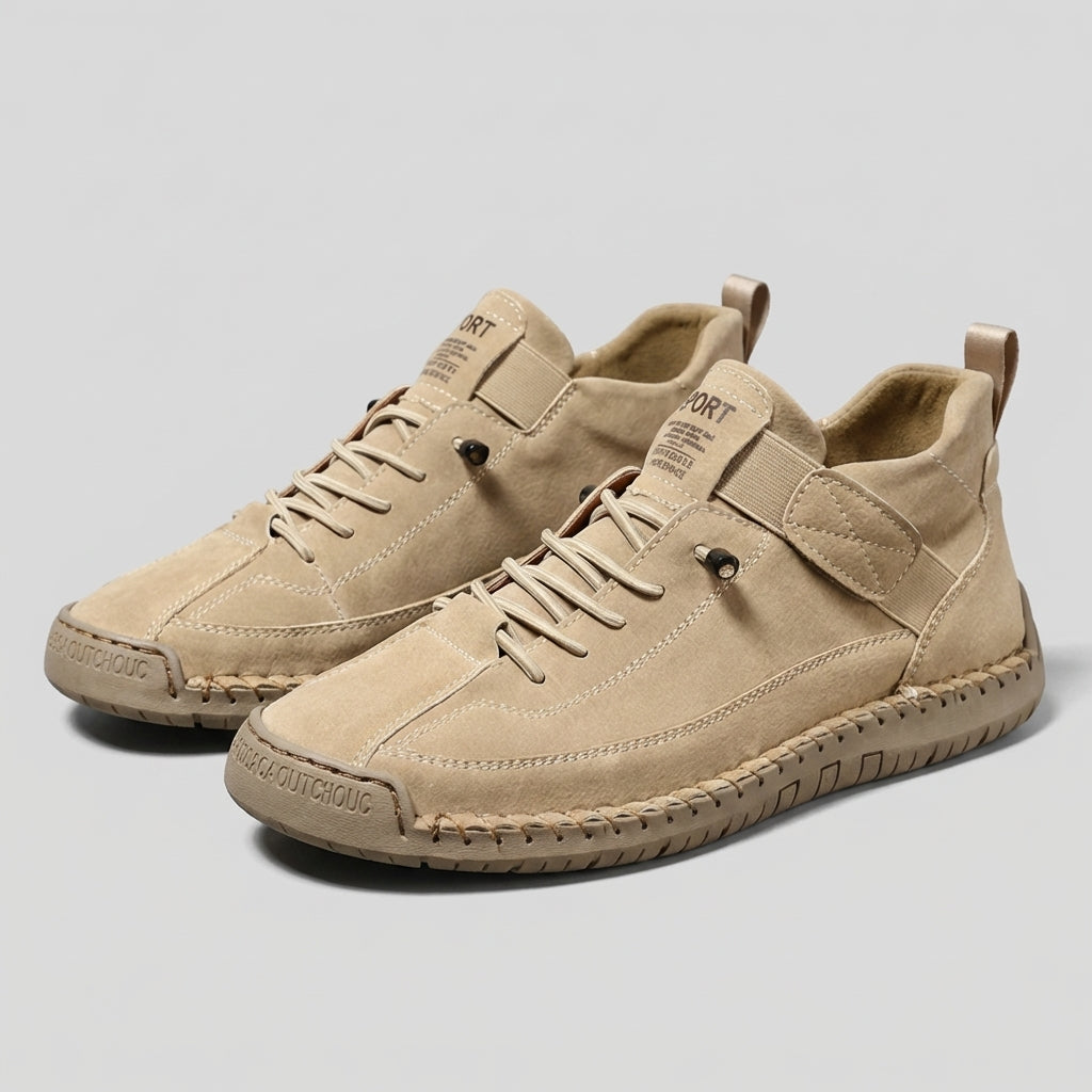 Ankle Sneakers with Whipstitch Detailing and Adjustable Strap