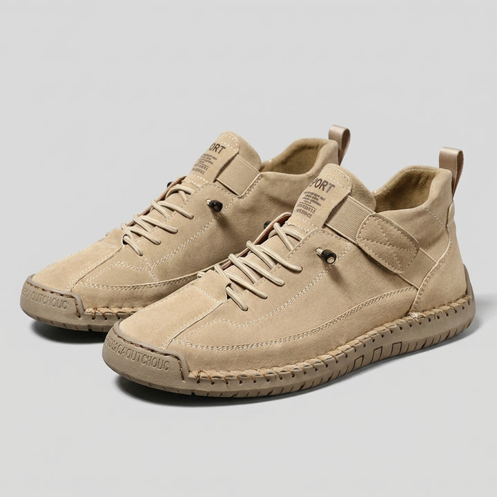 Ankle Sneakers with Whipstitch Detailing and Adjustable Strap