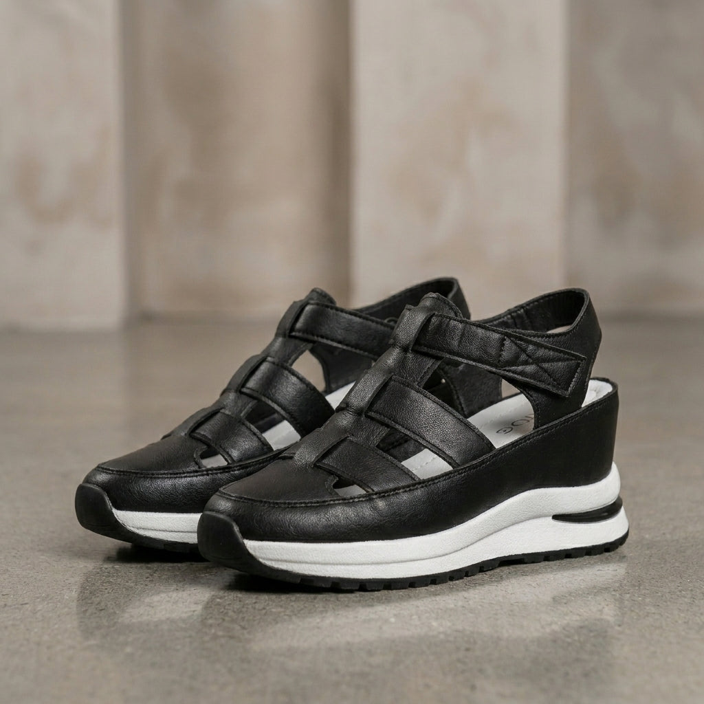 Platform Sandals with Cutout Straps and Cushioned Comfort Sole