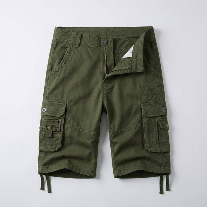 Relaxed Cargo Shorts with Adjustable Belt and Multi-Pocket Detail