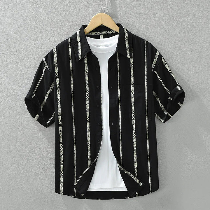 Theodore Willow Relaxed Button-Up Shirt with Textured Stripes