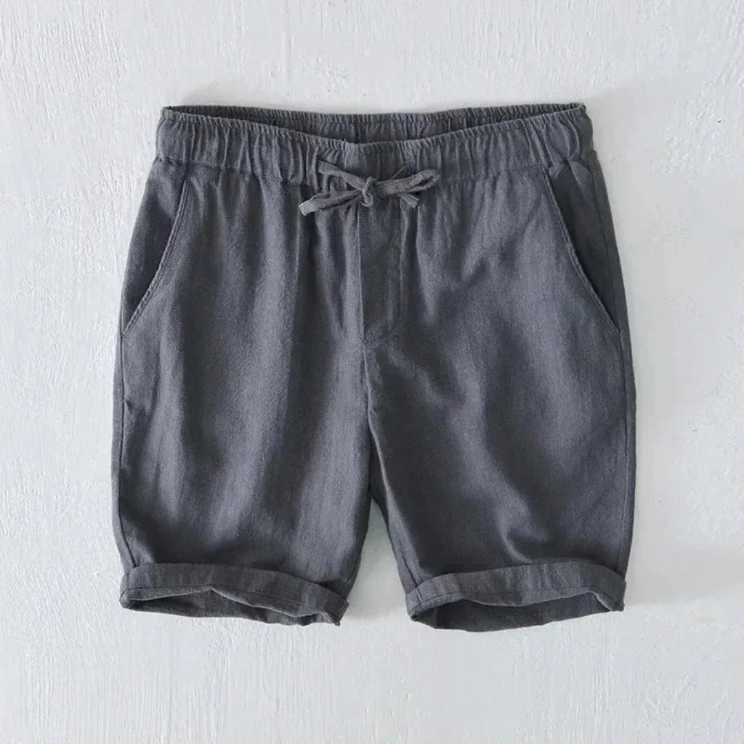 Relaxed Drawstring Shorts with Rolled Hem and Side Pockets