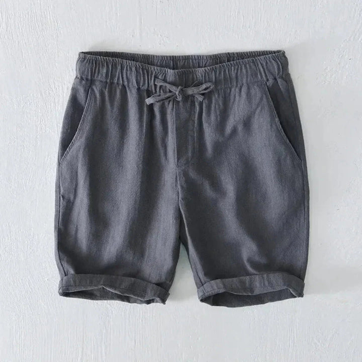 Relaxed Drawstring Shorts with Rolled Hem and Side Pockets
