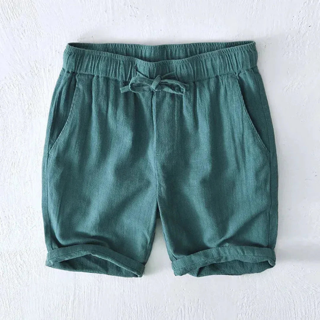 Relaxed Drawstring Shorts with Rolled Hem and Side Pockets