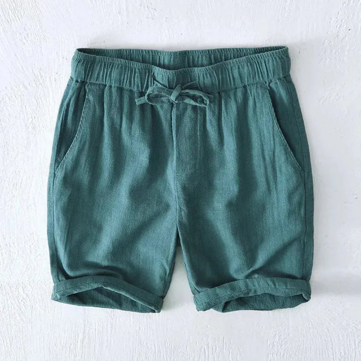 Relaxed Drawstring Shorts with Rolled Hem and Side Pockets