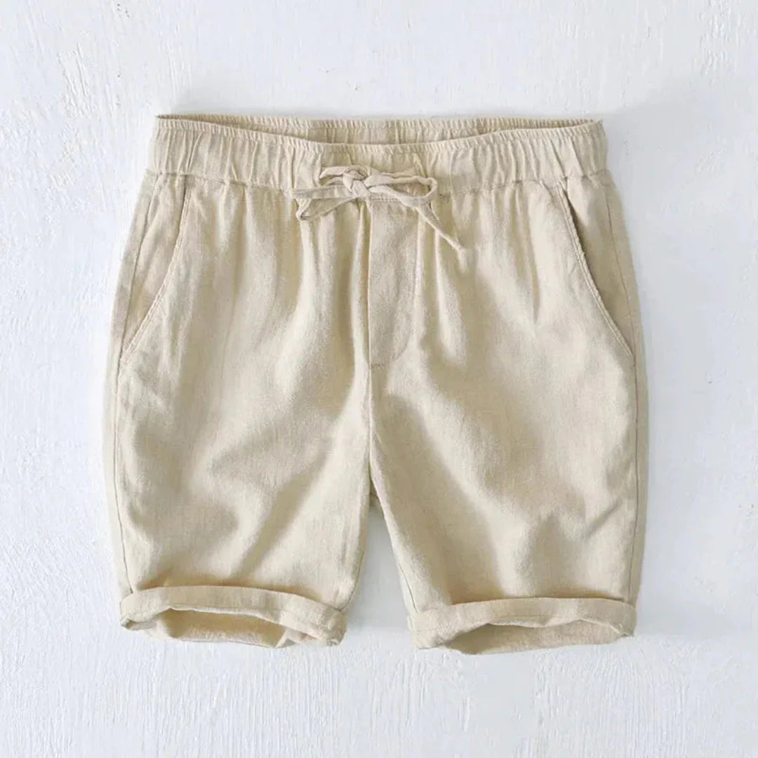 Relaxed Drawstring Shorts with Rolled Hem and Side Pockets
