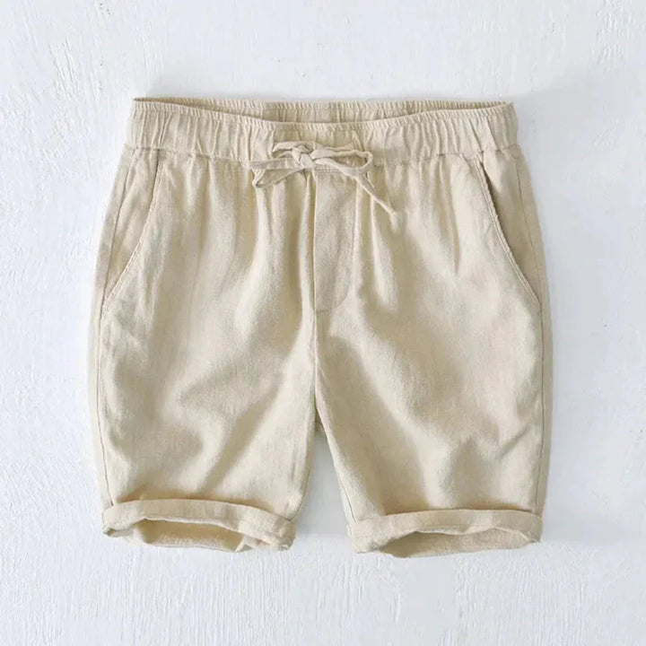 Relaxed Drawstring Shorts with Rolled Hem and Side Pockets