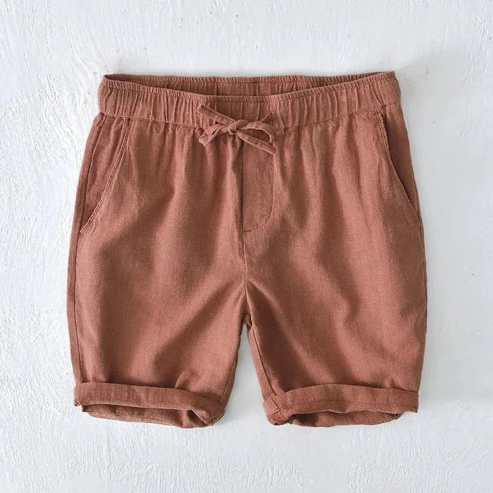 Relaxed Drawstring Shorts with Rolled Hem and Side Pockets