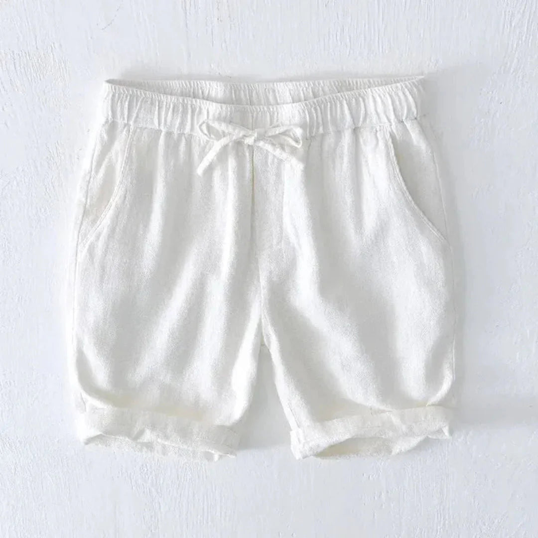 Relaxed Drawstring Shorts with Rolled Hem and Side Pockets