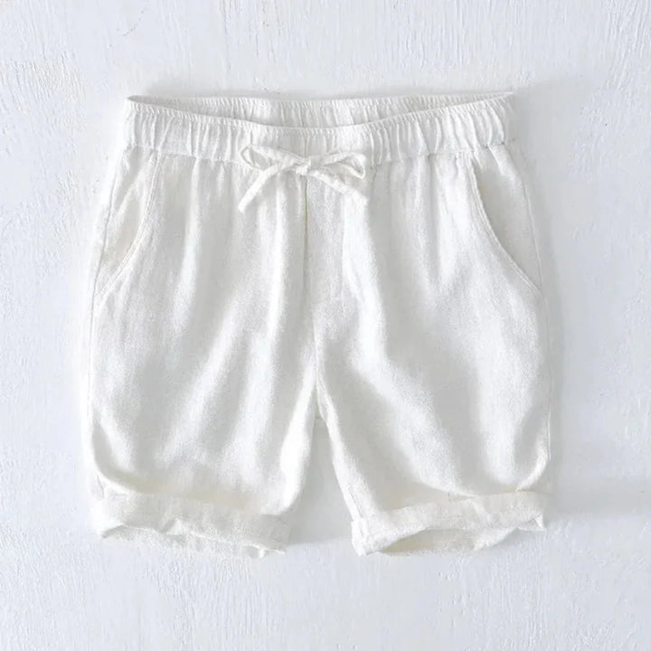 Relaxed Drawstring Shorts with Rolled Hem and Side Pockets