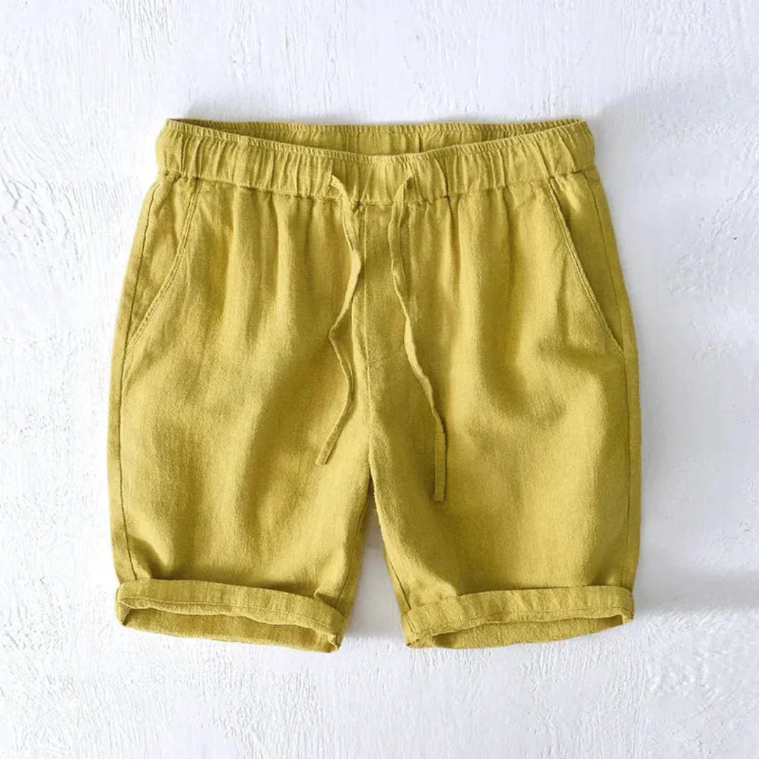 Relaxed Drawstring Shorts with Rolled Hem and Side Pockets