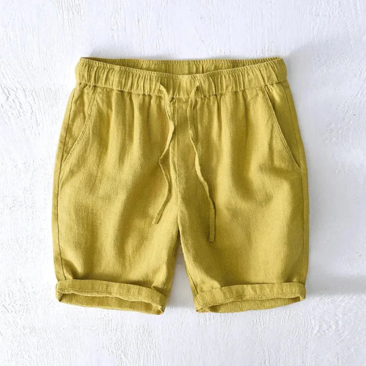 Relaxed Drawstring Shorts with Rolled Hem and Side Pockets