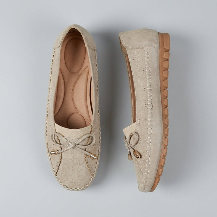 Orthopedic Loafers with Bow Accent and Moc-Toe Stitching