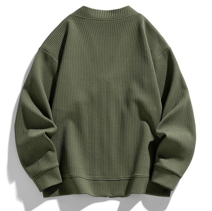 Theodore Relaxed Fit Zip-Up Cardigan | Textured Pockets Zip-Up Cardigan