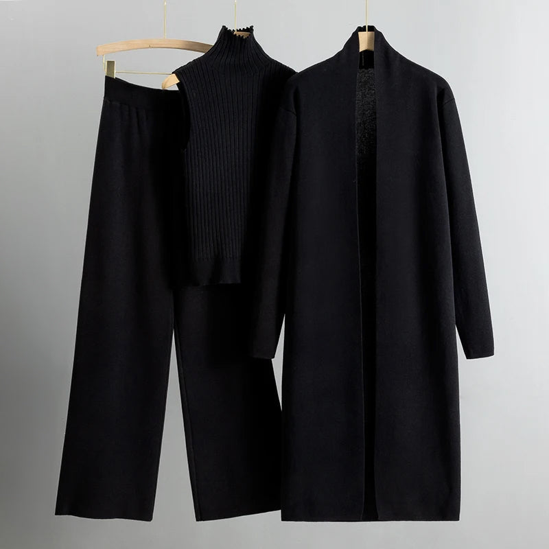 Isabella Three-Piece Set | Relaxed Fit Casual Duster Cardigan