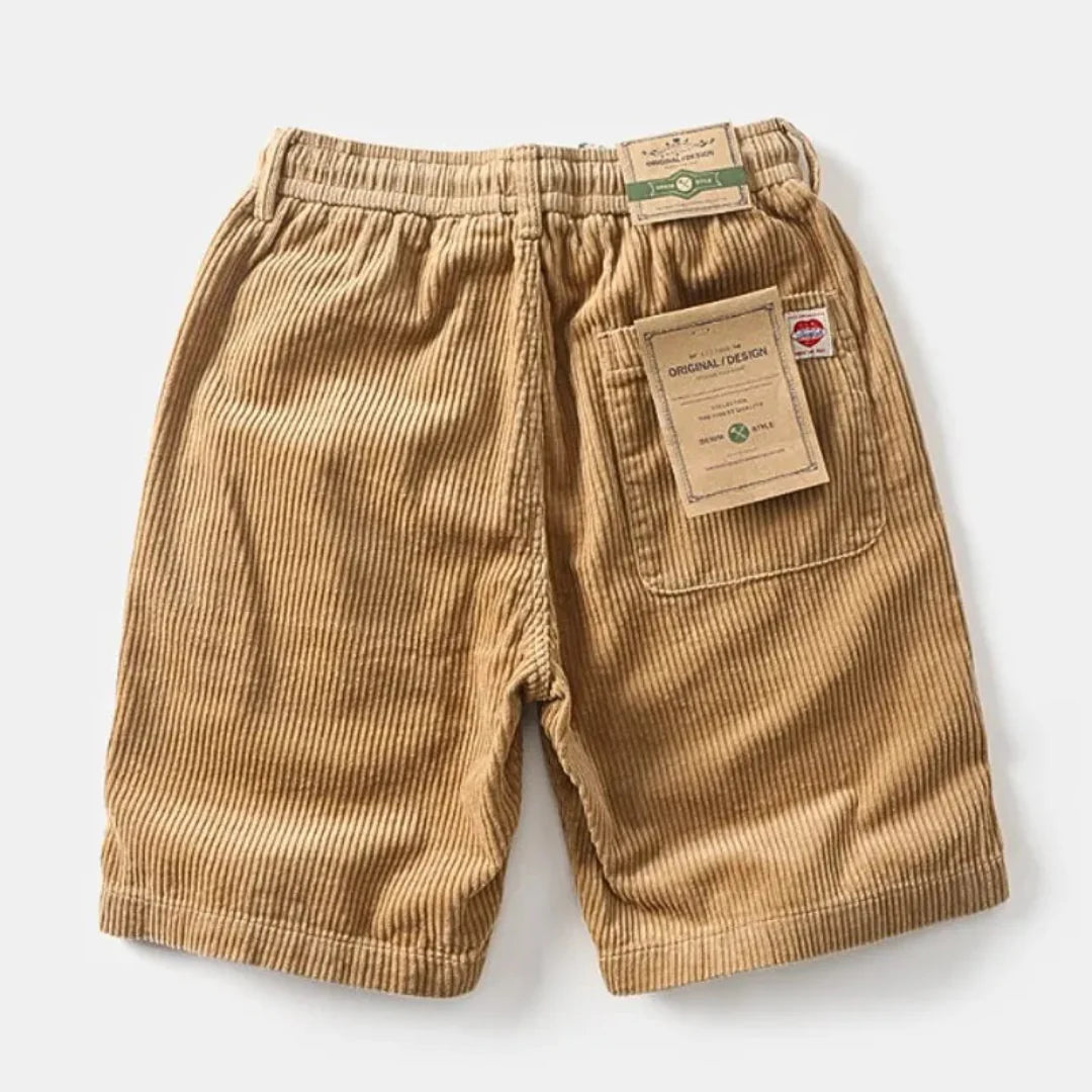 Relaxed Corduroy Knee-Length Shorts with Adjustable Waist Detail