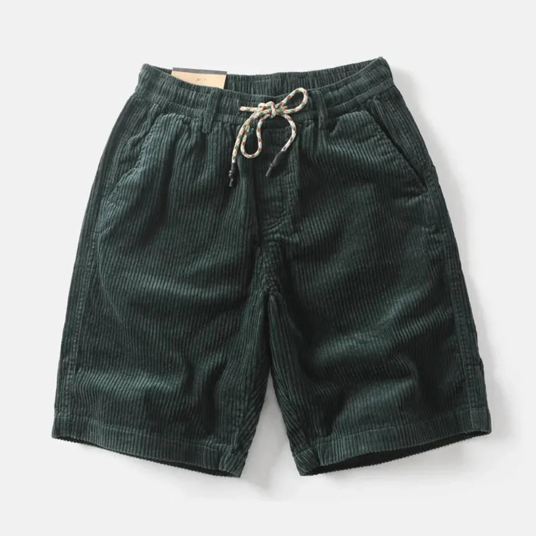 Relaxed Corduroy Knee-Length Shorts with Adjustable Waist Detail