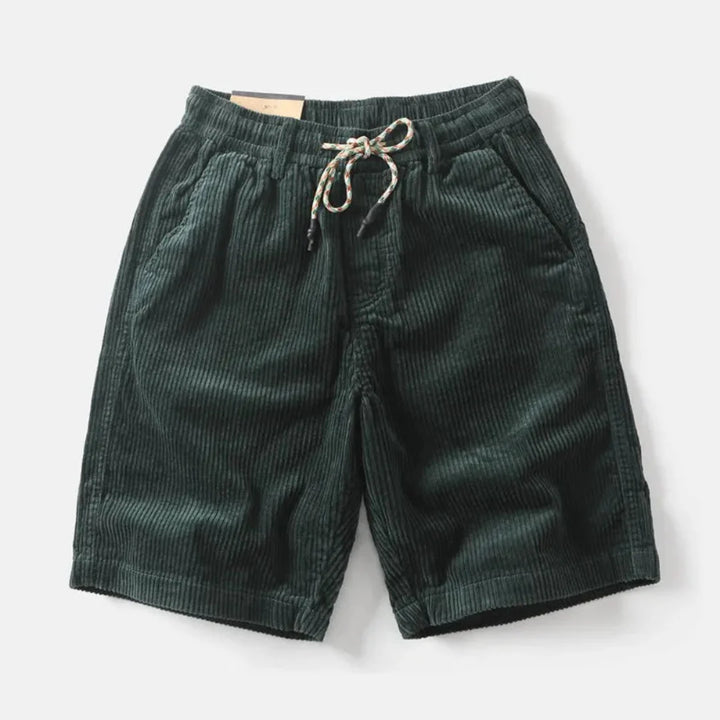 Relaxed Corduroy Knee-Length Shorts with Adjustable Waist Detail