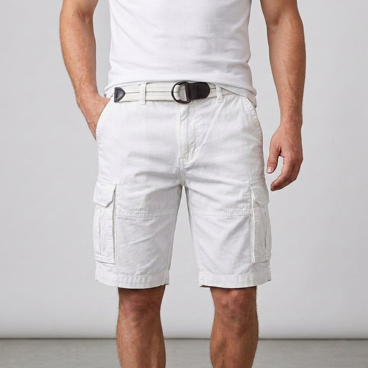 Utility Cargo Shorts with Adjustable Web Belt and Pocket Detail
