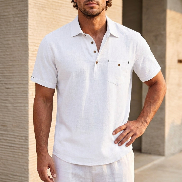 Refined Short Sleeve Polo Shirt with Buttoned Chest Pocket