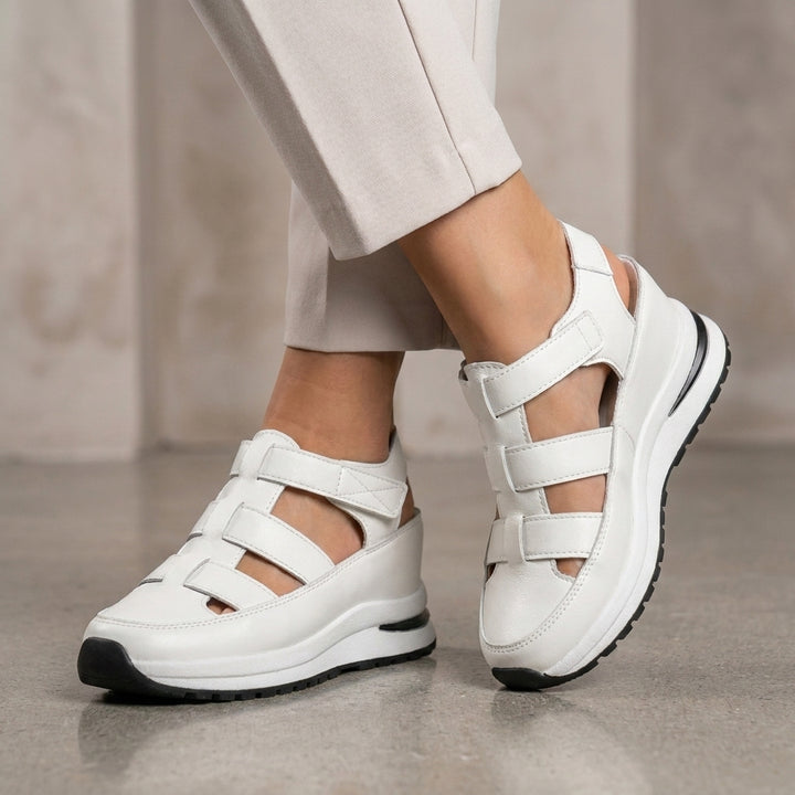 Platform Sandals with Cutout Straps and Cushioned Comfort Sole