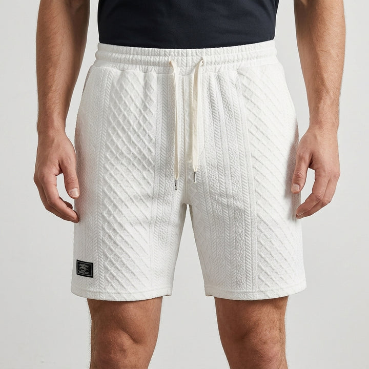 Textured Drawstring Resort Shorts with Relaxed Tailored Fit