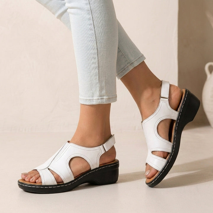 Orthopedic Sandals with Low Wedge and Slingback Strap