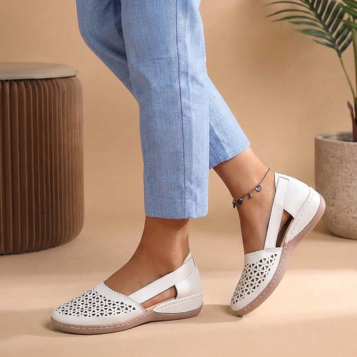 Sculpted Loafers with Perforated Detail and Wedge Heel