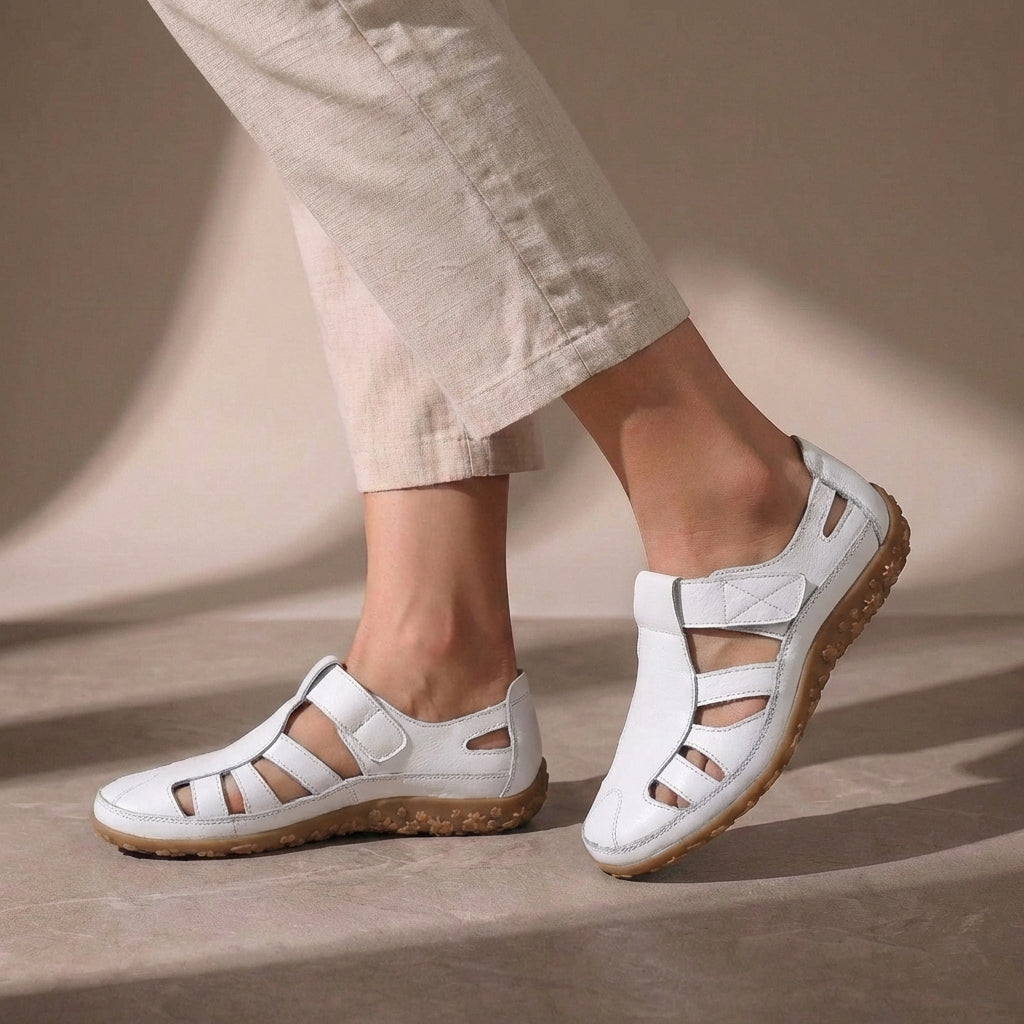 Cutout Orthopedic Flats with Hook and Loop Strap Closure