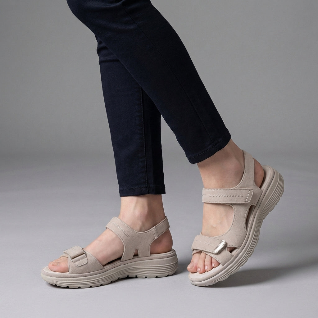 Orthopedic Slingback Sandals with Dual Strap Design and Contrast Stitching