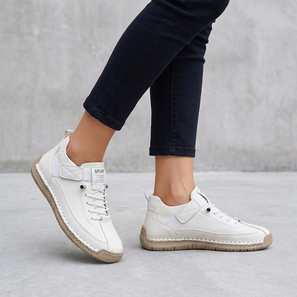 Ankle Sneakers with Whipstitch Detailing and Adjustable Strap